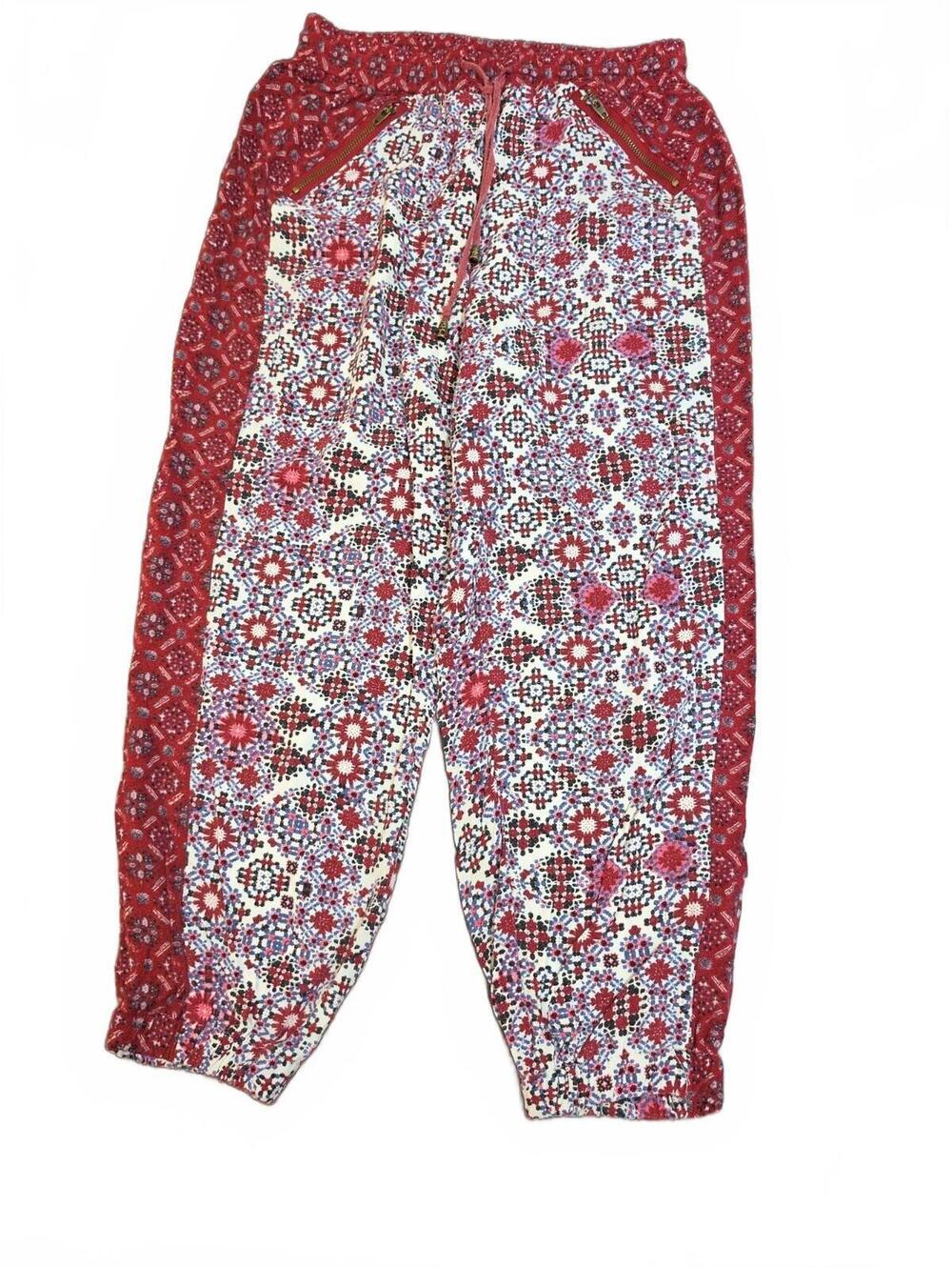 Bongo lounge pants size XS elastic waist red blue floral ties